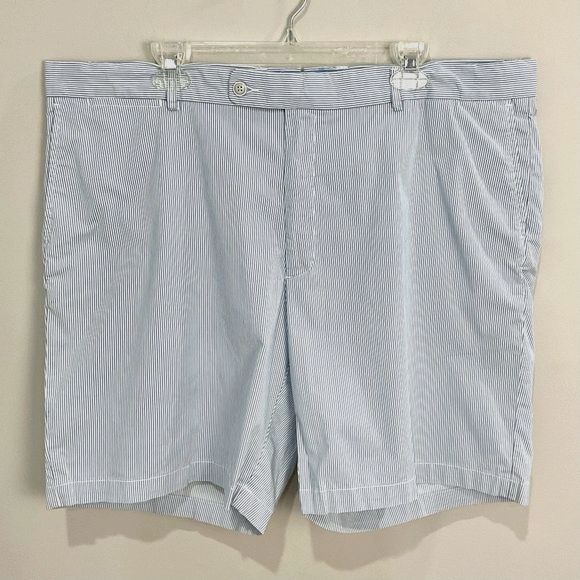 Peter Millar Summer Pinstripe Shorts Flat Front Sz 42 Blue & White Stripe Preppy - Picture 1 of 5